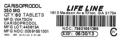 Carisoprodol Tablets 350mg #60 Label (Carisoprodol 350mg)